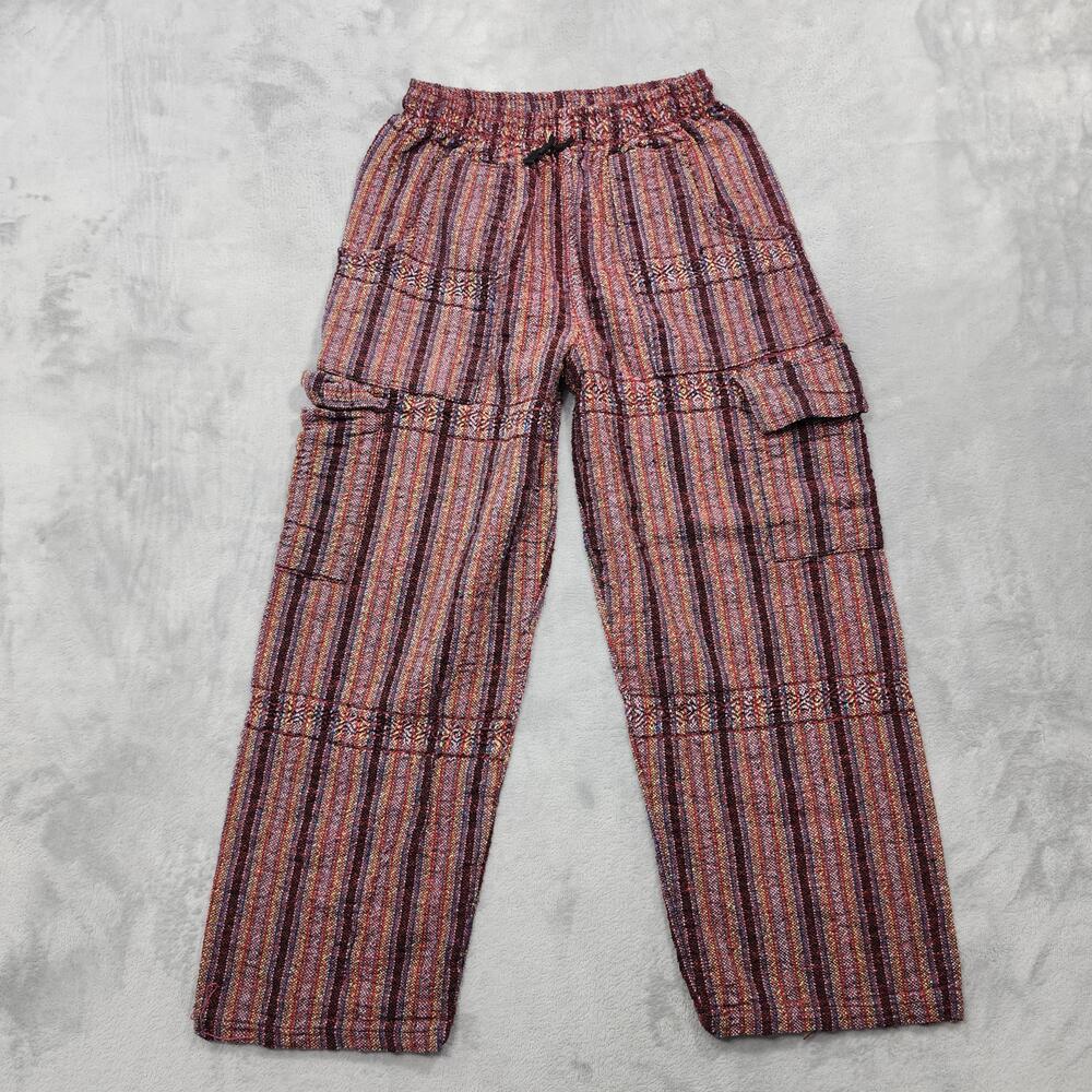IRANI'S Pants Womens OS Multicolor Striped Cargo Mexican Cotton Hippie Boho